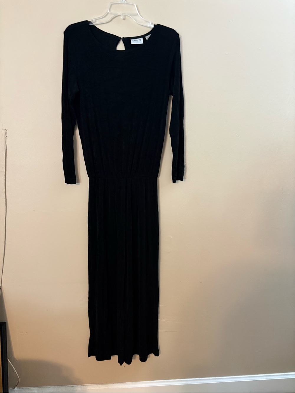 Chico's Black Long Sleeve Jumpsuit with Subtle Keyhole